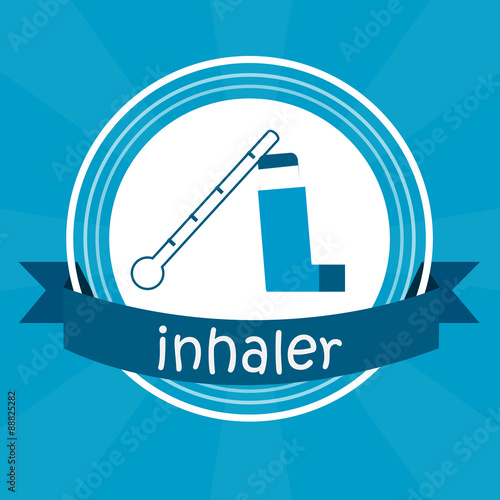 inhaler illustration over blue color background