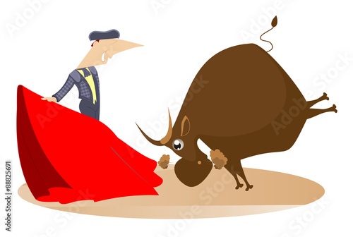 Bullfighter and a bull