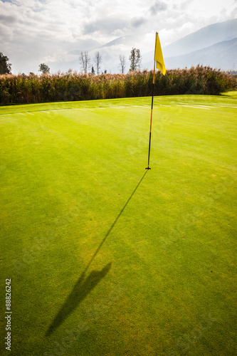 Golf hole at dawn