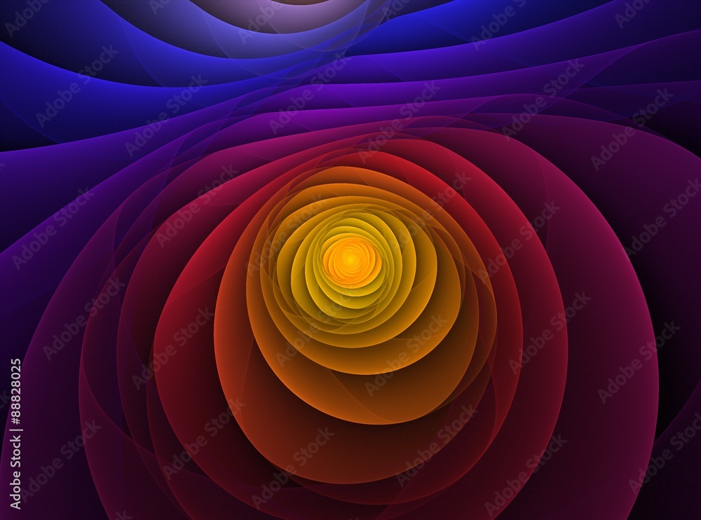 Obraz premium Colorful fractal spiral on black background
