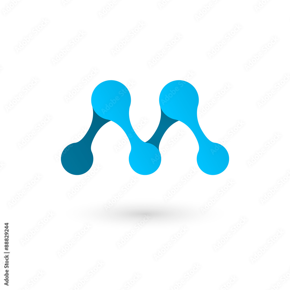 M letter - molecule logo conception. Isolated on white background. Vector illustration. M letter - molecule logo conception. Isolated on white background. Vector illustration.