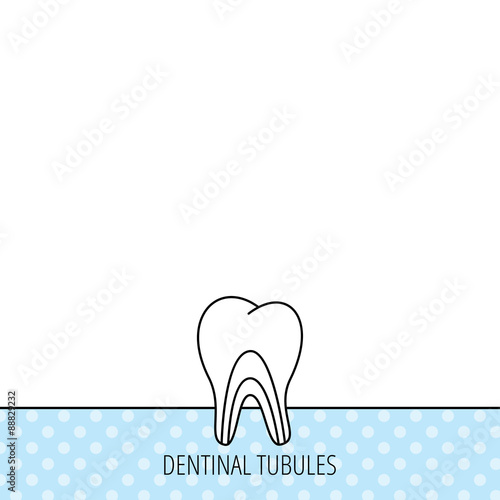 Dentinal tubules icon. Tooth medicine sign.