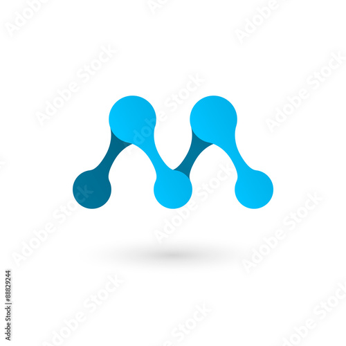 M letter - molecule logo conception. Isolated on white background. Vector illustration.