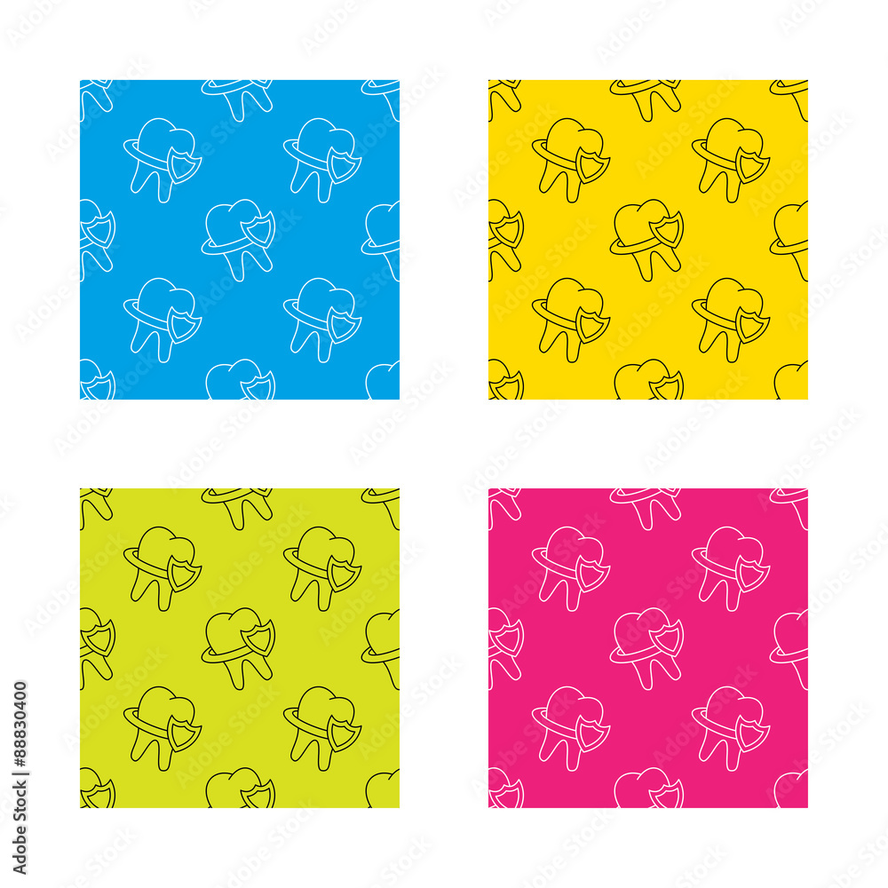 Fototapeta premium Tooth protection icon. Dental shield sign.