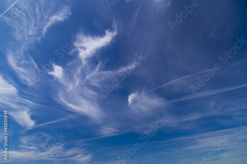 Daytime sky with cirrus and stratus clouds photo