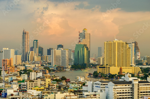 Bangkok city and chaopraya river