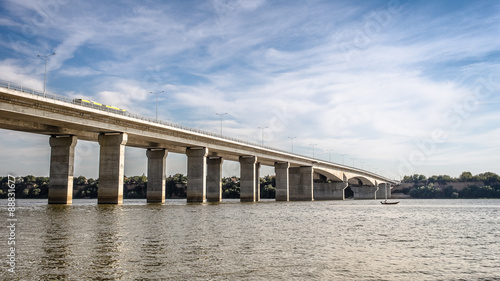 New bridge across Danube river in Belgrade, Serbia. Pupinov most