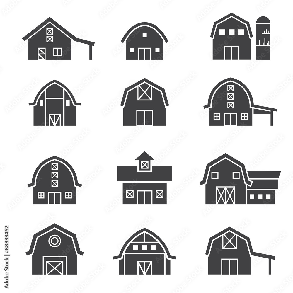 farm building icon set