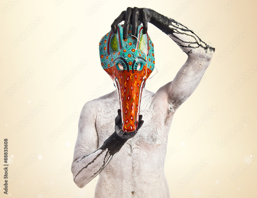 Obraz premium primitive man with fox mask