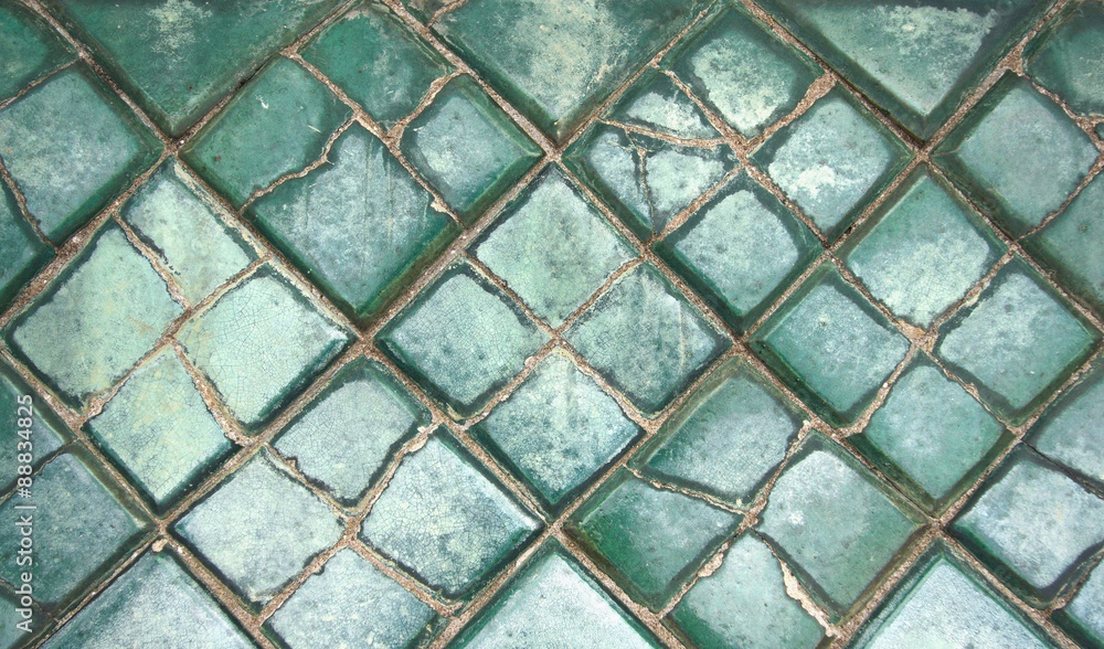 Fototapeta premium old green wall tiles as a background image