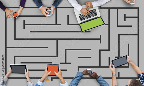 Maze Strategy Success Solution Determination Direction Concept