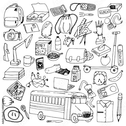 Hand drawn school doodles