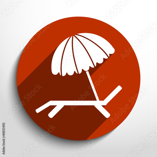 Vector beach umbrella and lounger icon