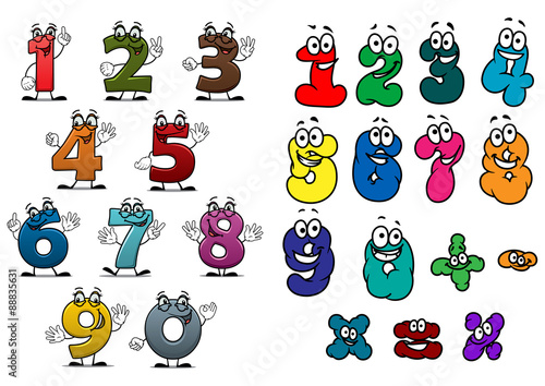 Cartoon colorful numbers and digits