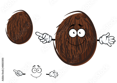 Cartoon cheerful coconut fruit character