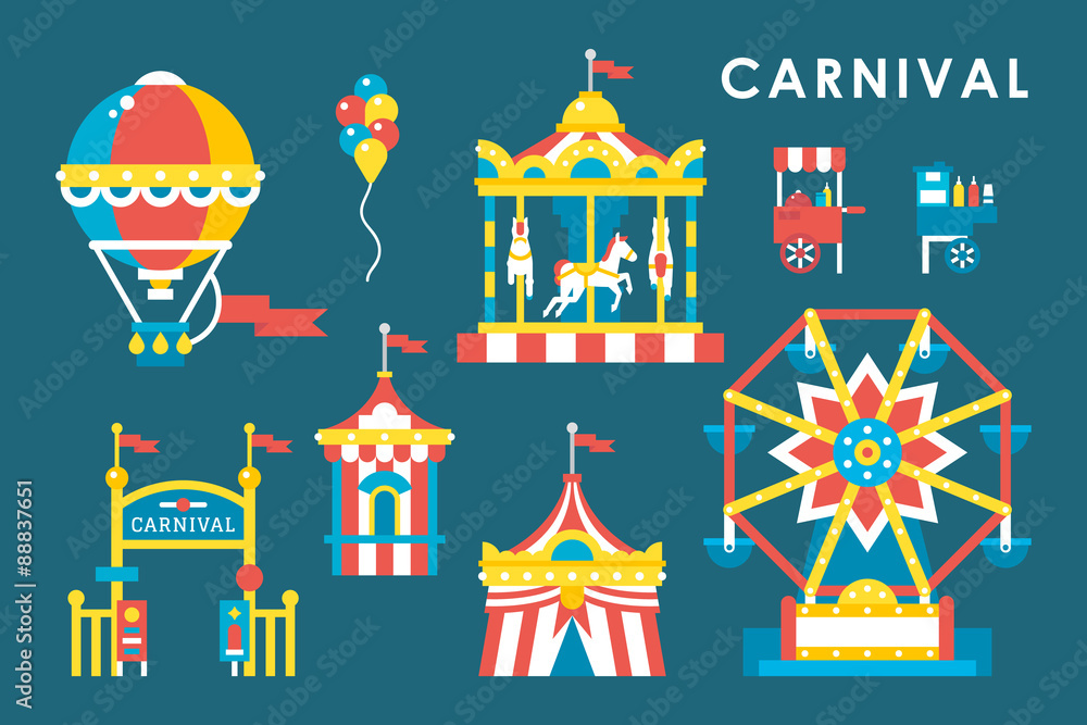 Flat style carnival infographic elements