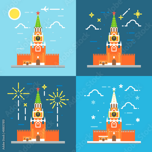 Klemlin clock tower flat design