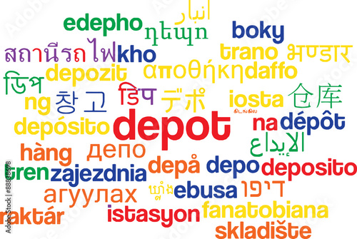 Depot multilanguage wordcloud background concept