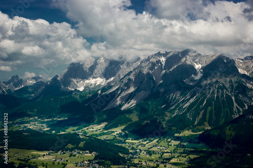 Dachstein mountain range in the Northern Limestone Alps in Austria.