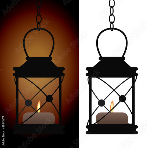 Old iron antique lantern lamp