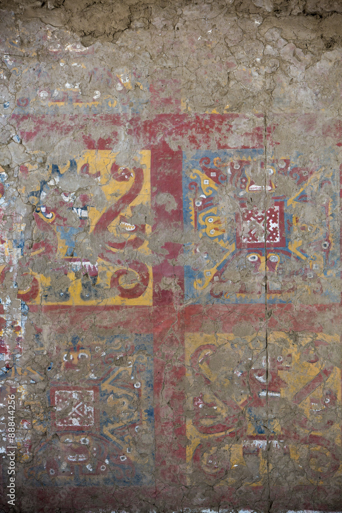 Obraz premium ancient fresco in Huaca de la Luna, Trujillo