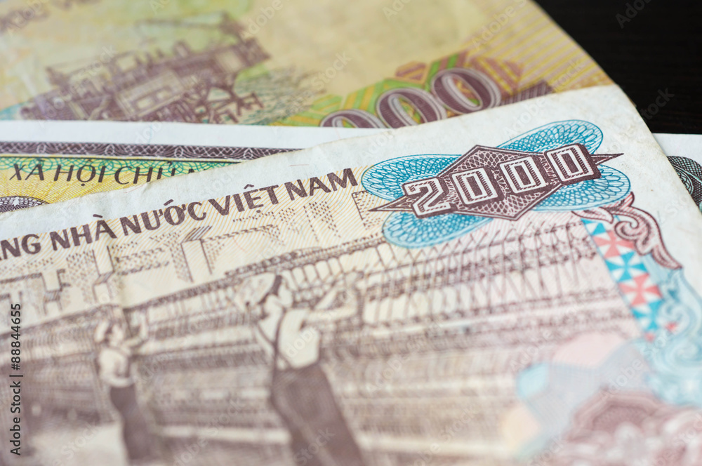 Banknote in two thousand Vietnamese dong close up Banknote in two thousand Vietnamese dong close up