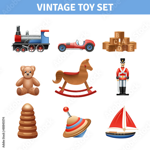 Obraz na plátně Vintage Toy Icons Set