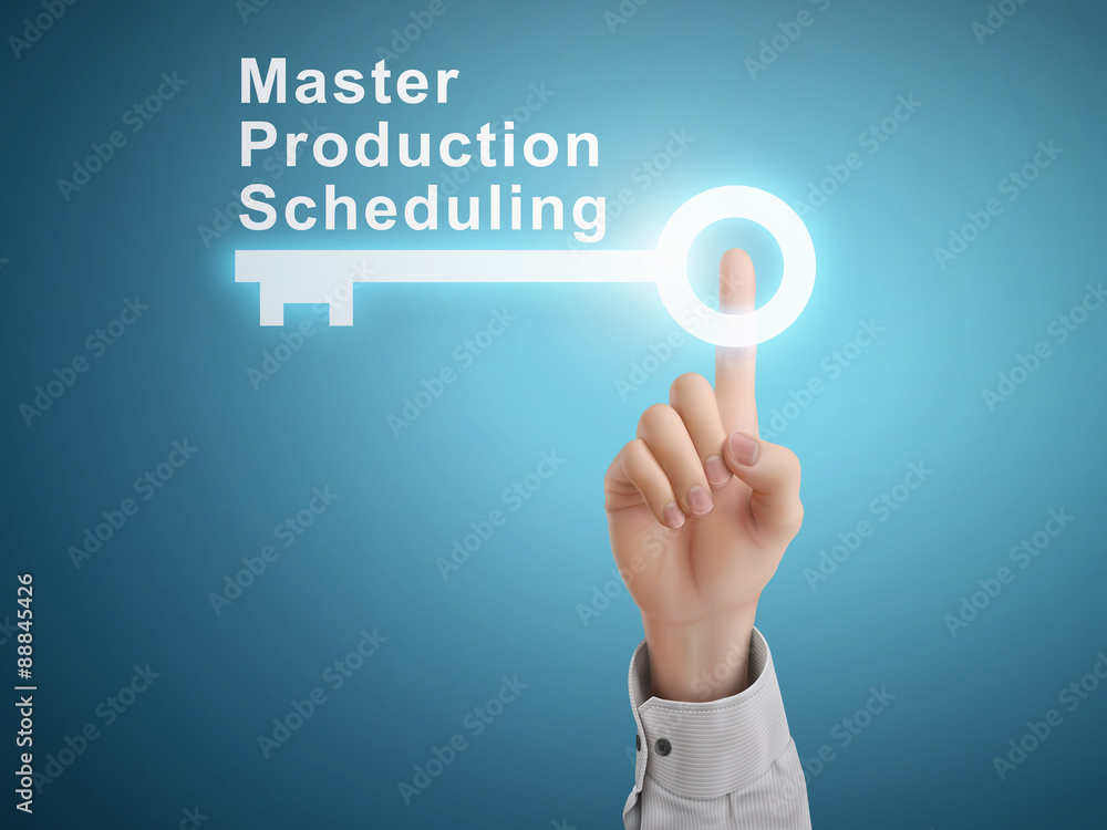 male hand pressing master production scheduling key button male hand pressing master production scheduling key button