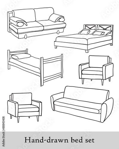 Hand-drawn bed set