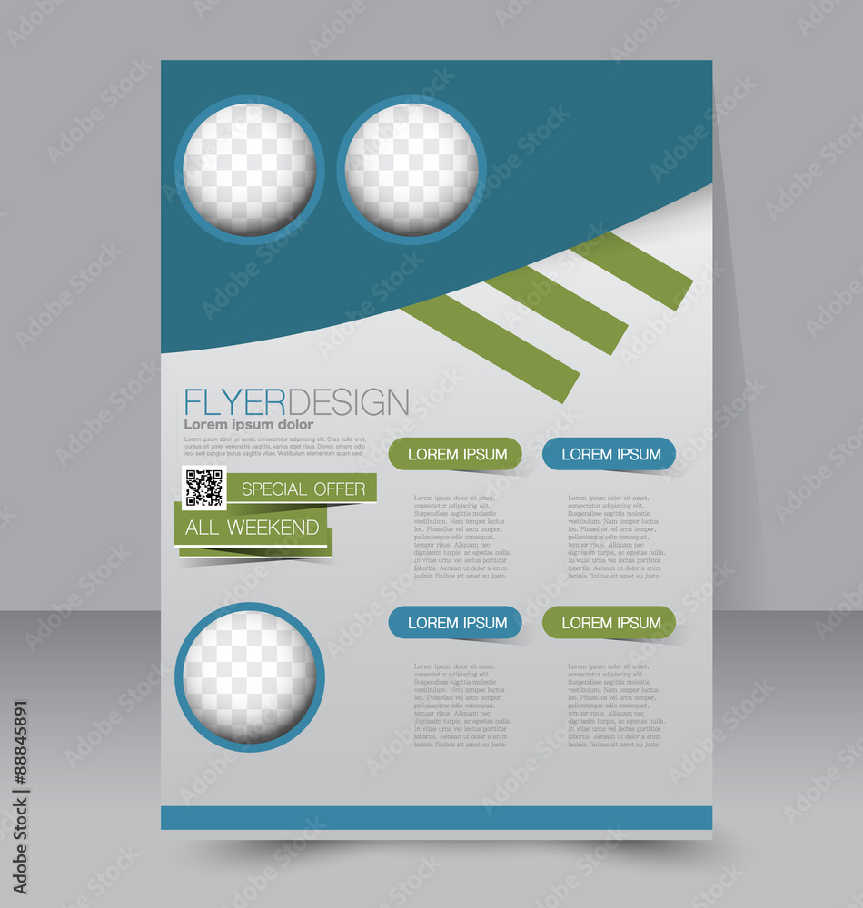 Flyer template. Business brochure. Editable A4 poster for design, education, presentation, website, magazine cover. Blue and green color. Flyer template. Business brochure. Editable A4 poster for design, education, presentation, website, magazine cover. Blue and green color.