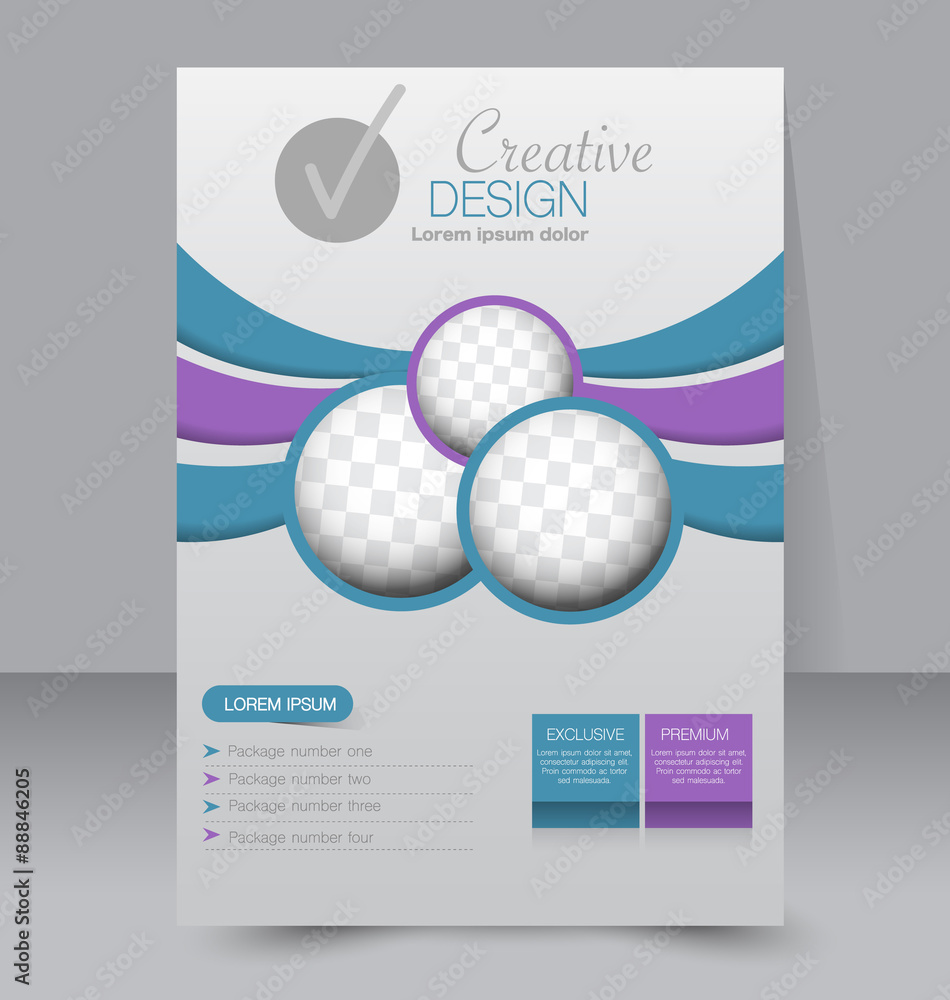 Flyer template. Business brochure. Editable A4 poster for design, education, presentation, website, magazine cover. Blue and purple color. Flyer template. Business brochure. Editable A4 poster for design, education, presentation, website, magazine cover. Blue and purple color.