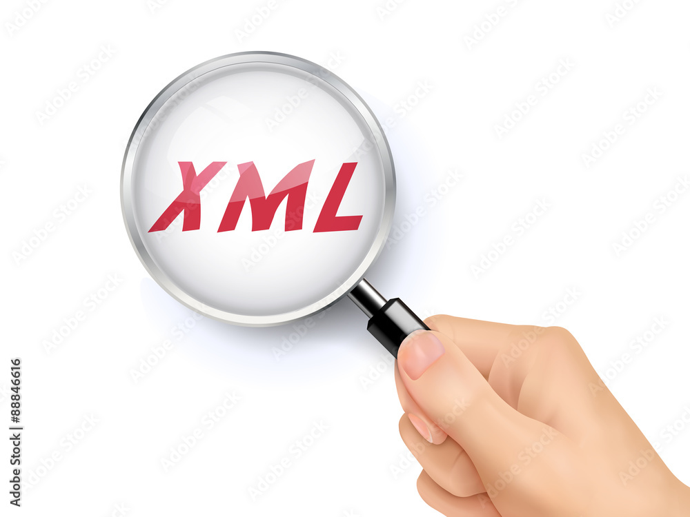 XML showing through magnifying glass