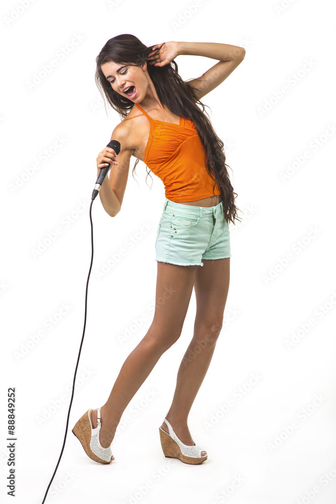 Pretty girl with the microphone. Pretty girl with the microphone.