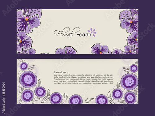 Floral website header or banner set.