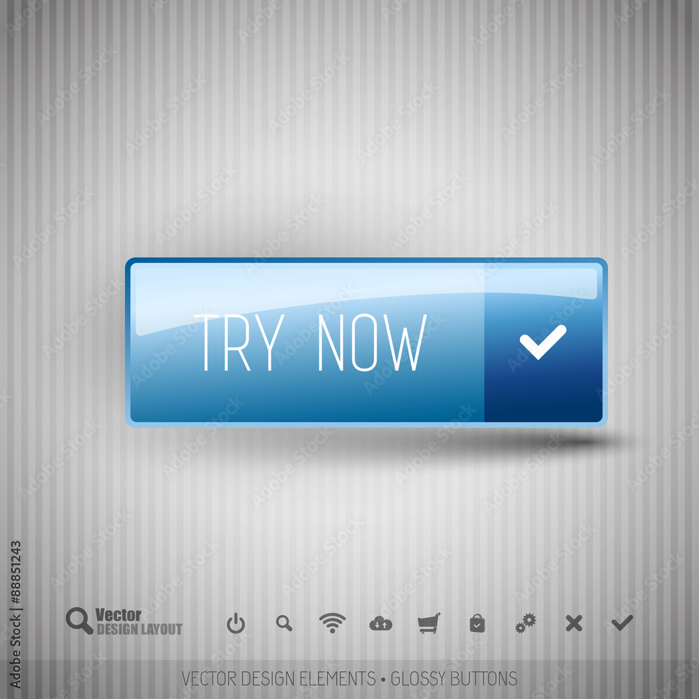 Modern button TRY NOW with icons set. Modern button TRY NOW with icons set.