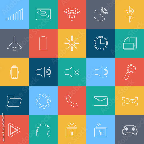 Flat outline mobile icon with background