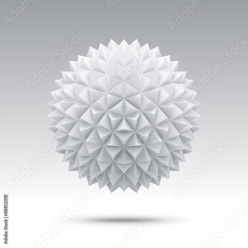 Abstract vector sphere with triangular faces. Isolated on white background