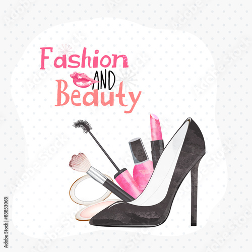 Creative women's cosmetics and sandal.