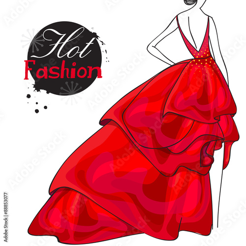 Young stylish girl in beautiful gown.
