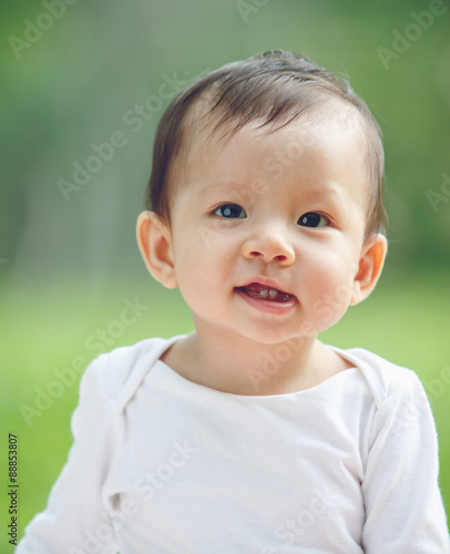 Portrait of an adorable baby girl  soft focus on the eyes 