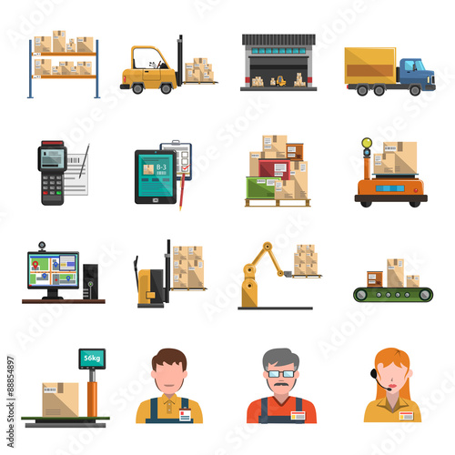 Warehouse Icons Flat