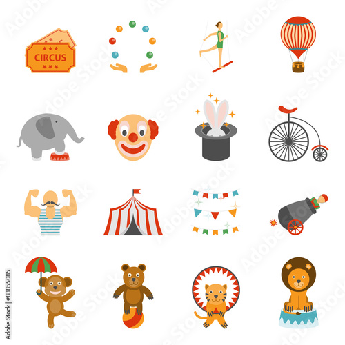 Chapito circus icons set flat 