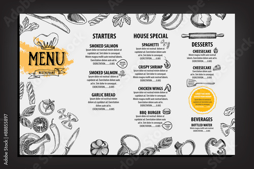 Restaurant cafe menu, template design. Food flyer. © marchiez