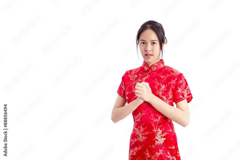 Chinese woman red dress traditional cheongsam Chinese woman red dress traditional cheongsam