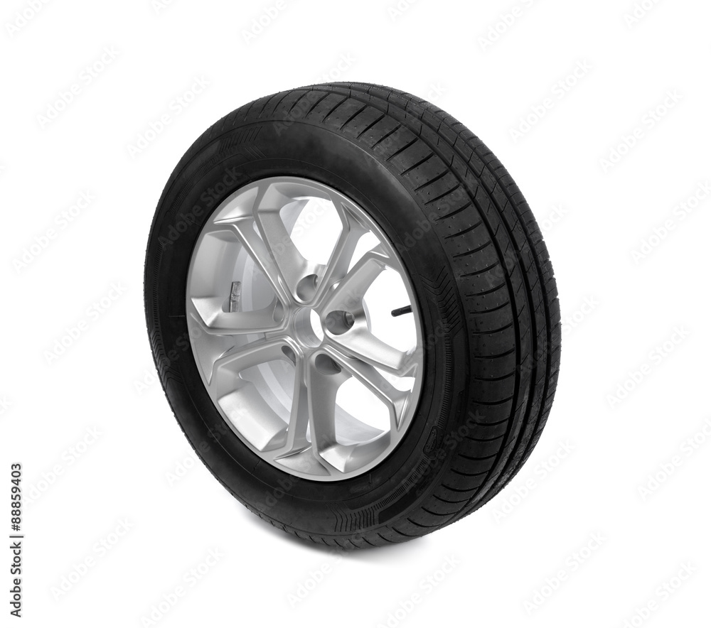 Fototapeta premium Car wheel isolated on white. tire