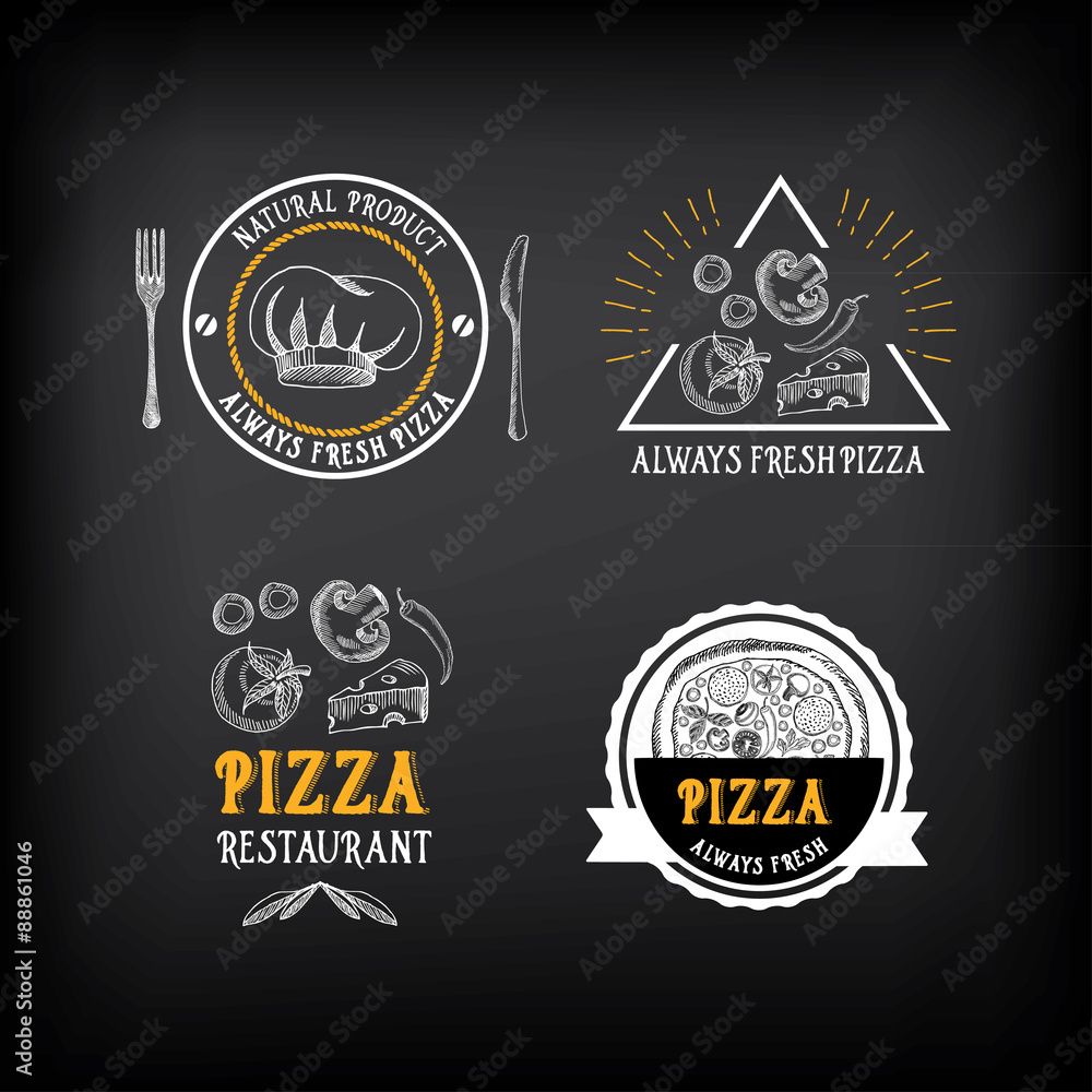 Fototapeta premium Pizza menu restaurant badges. Food design template.
