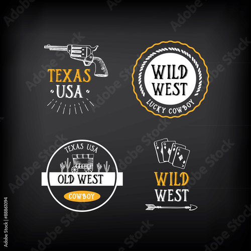 Wild west badges design. Vintage western elements.