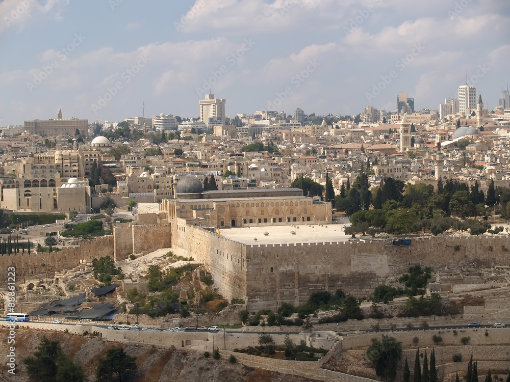 JERUSALEM, ISRAEL. View of the Temple mountain