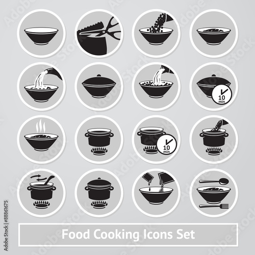 Vector set of cooking icons, for instructions, receipts