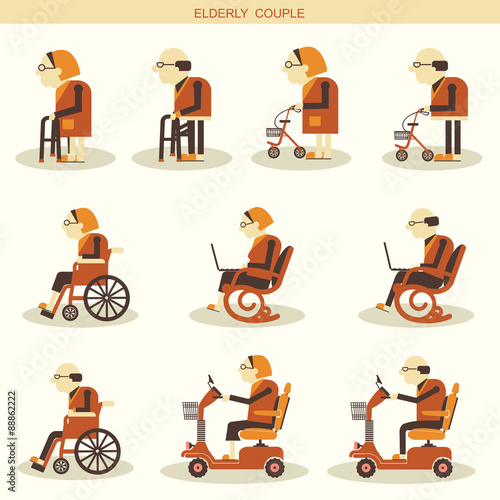 Elderly people and Medical hospital disabled equipments.
